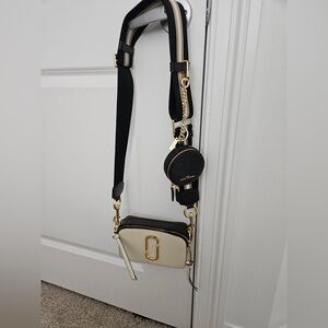 Marc Jacobs Cream and Black Crossbody Bag with Gold Accents